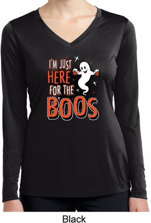 Ladies Halloween Tee I'm Here for the Boos Dry Wicking Long Sleeve