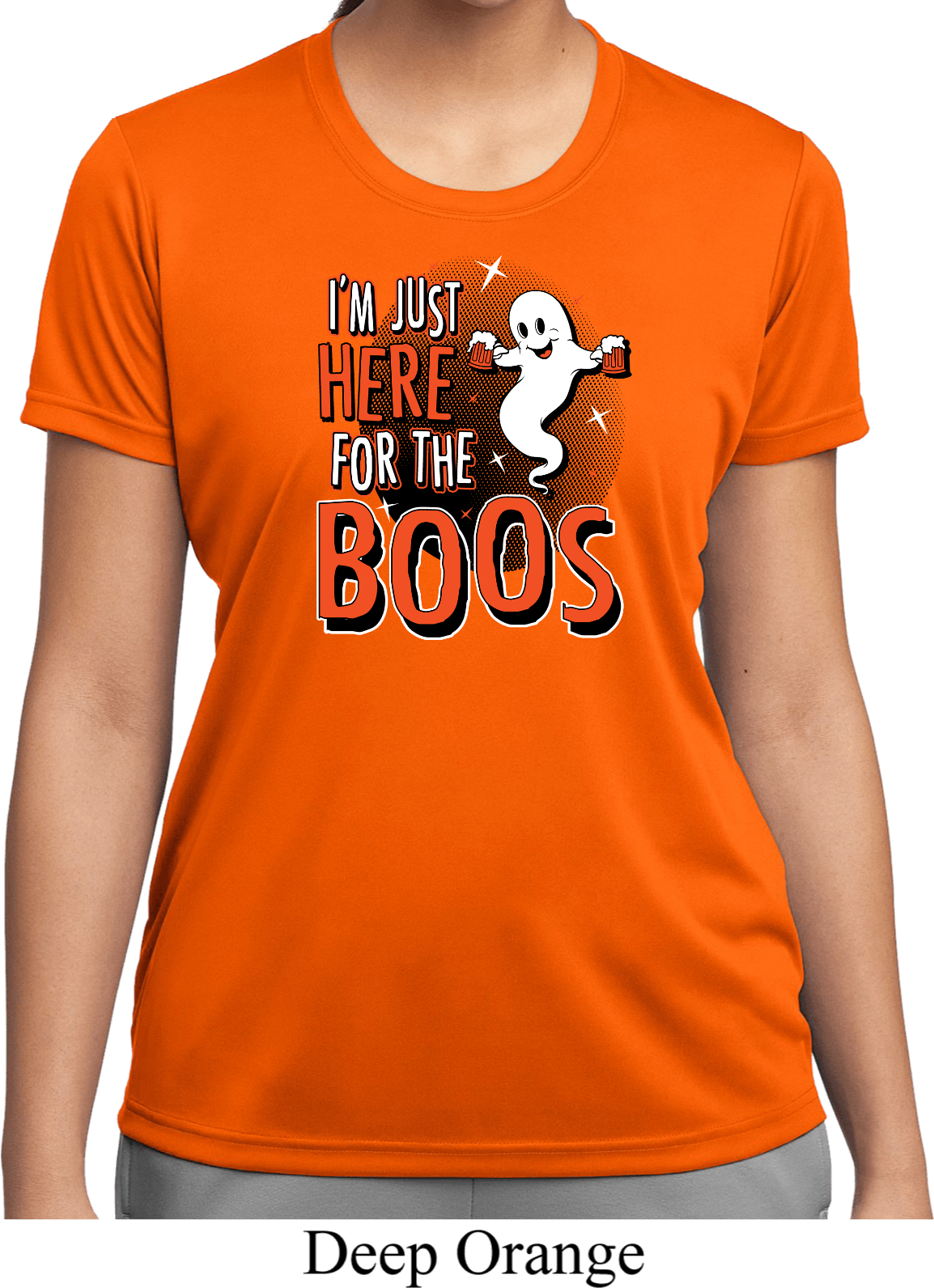 Ladies Halloween Tee I'm Here for the Boos Dry Wicking Tshirt Im