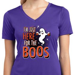 Ladies Halloween Tee I'm Here for the Boos Dry Wicking V-neck Ladies Halloween Tee I'm Here for the Boos Dry Wicking V-neck