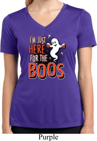 Ladies Halloween Tee I'm Here for the Boos Dry Wicking V-neck