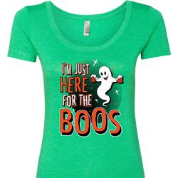 Ladies Halloween Tee I'm Here for the Boos Scoop Neck Ladies Halloween Tee I'm Here for the Boos Scoop Neck