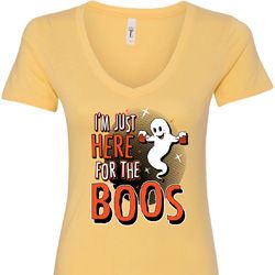 Ladies Halloween Tee I'm Here for the Boos V-neck Ladies Halloween Tee I'm Here for the Boos V-neck