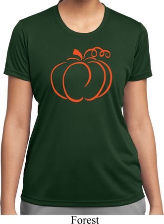 Ladies Halloween Tee Pumpkin Sketch Dry Wicking T-shirt