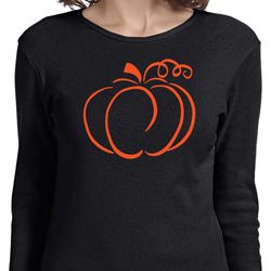 Ladies Halloween Tee Pumpkin Sketch Long Sleeve