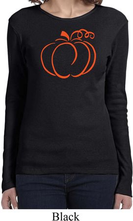 Ladies Halloween Tee Pumpkin Sketch Long Sleeve