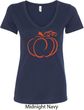 Ladies Halloween Tee Pumpkin Sketch V-Neck