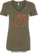 Ladies Halloween Tee Pumpkin Sketch V-Neck
