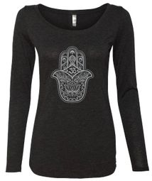 Clearance - Ladies HAMSA Yoga Triblend Long-Sleeve Tee - Vintage Black Clearance - Ladies HAMSA Yoga Triblend Long-Sleeve Tee - Vintage Black