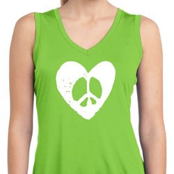 Ladies Hippie Heart Peace Dry Wicking Sleeveless Shirt Ladies Hippie Heart Peace Dry Wicking Sleeveless Shirt