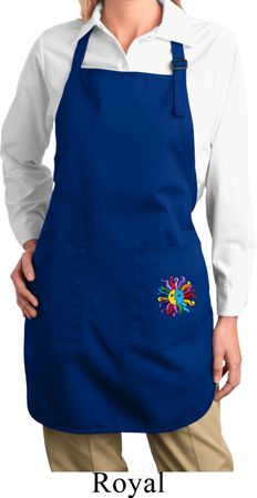 Ladies Hippie Sun Patch Bottom Print Full Length Apron with Pockets