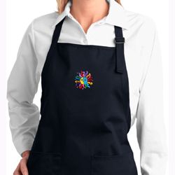 Ladies Hippie Sun Patch Middle Print Full Length Apron with Pockets