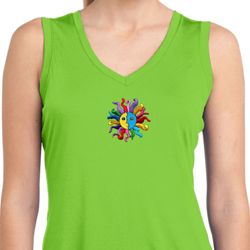 Ladies Hippie Sun Patch Middle Print Sleeveless Moisture Wicking Tee