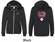 Ladies Hoodie Pink Ribbon 2nd Base Front & Back Print Full Zip Hoody