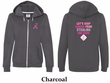 Ladies Hoodie Pink Ribbon 2nd Base Front & Back Print Full Zip Hoody