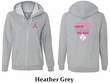 Ladies Hoodie Pink Ribbon 2nd Base Front & Back Print Full Zip Hoody