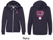 Ladies Hoodie Pink Ribbon 2nd Base Front & Back Print Full Zip Hoody