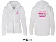 Ladies Hoodie Pink Ribbon 2nd Base Front & Back Print Full Zip Hoody