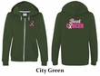 Ladies Hoodie Pink Ribbon Beat Cancer Front & Back Full Zip Hoody
