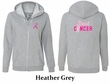 Ladies Hoodie Pink Ribbon Beat Cancer Front & Back Full Zip Hoody