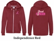 Ladies Hoodie Pink Ribbon Beat Cancer Front & Back Full Zip Hoody