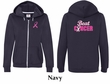 Ladies Hoodie Pink Ribbon Beat Cancer Front & Back Full Zip Hoody