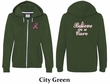 Ladies Hoodie Pink Ribbon Believe Front & Back Full Zip Hoody