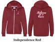 Ladies Hoodie Pink Ribbon Believe Front & Back Full Zip Hoody