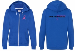 Ladies Hoodie Pink Ribbon Best Pillows Front & Back Full Zip Hoody
