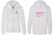 Ladies Hoodie Pink Ribbon Faith Love Fight Front & Back Full Zip Hoody