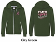 Ladies Hoodie Pink Ribbon Faith Love Fight Front & Back Full Zip Hoody