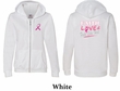 Ladies Hoodie Pink Ribbon Faith Love Fight Front & Back Full Zip Hoody