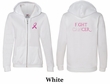 Ladies Hoodie Pink Ribbon Fight Cancer Front & Back Full Zip Hoody
