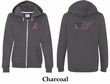 Ladies Hoodie Pink Ribbon For Me Front & Back Print Full Zip Hoody