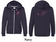 Ladies Hoodie Pink Ribbon For Me Front & Back Print Full Zip Hoody