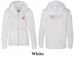 Ladies Hoodie Pink Ribbon For Me Front & Back Print Full Zip Hoody