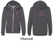 Ladies Hoodie Pink Ribbon For My Grandma Front & Back Full Zip Hoody