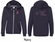 Ladies Hoodie Pink Ribbon For My Mom Front & Back Print Full Zip Hoody