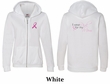 Ladies Hoodie Pink Ribbon For My Mom Front & Back Print Full Zip Hoody