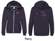 Ladies Hoodie Pink Ribbon For My Sister Front & Back Full Zip Hoody