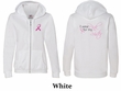 Ladies Hoodie Pink Ribbon For My Sister Front & Back Full Zip Hoody