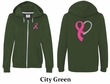 Ladies Hoodie Pink Ribbon Heart Front & Back Print Full Zip Hoody