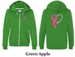 Ladies Hoodie Pink Ribbon Heart Front & Back Print Full Zip Hoody