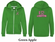 Ladies Hoodie Pink Ribbon I Heart Front & Back Full Zip Hoody