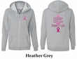 Ladies Hoodie Pink Ribbon Keep Calm Front & Back Print Full Zip Hoody