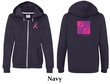 Ladies Hoodie Pink Ribbon Love Hope Front & Back Print Full Zip Hoody