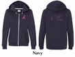 Ladies Hoodie Pink Ribbon My Cousin Front & Back Full Zip Hoody