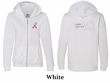 Ladies Hoodie Pink Ribbon My Cousin Front & Back Full Zip Hoody