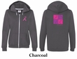 Ladies Hoodie Pink Ribbon Love Hope Front & Back Print Full Zip Hoody