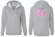 Ladies Hoodie Pink Ribbon Peace Love Hope Front & Back Print Full Zip Hoody