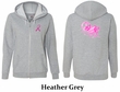 Ladies Hoodie Pink Ribbon Peace Love Hope Front & Back Print Full Zip Hoody